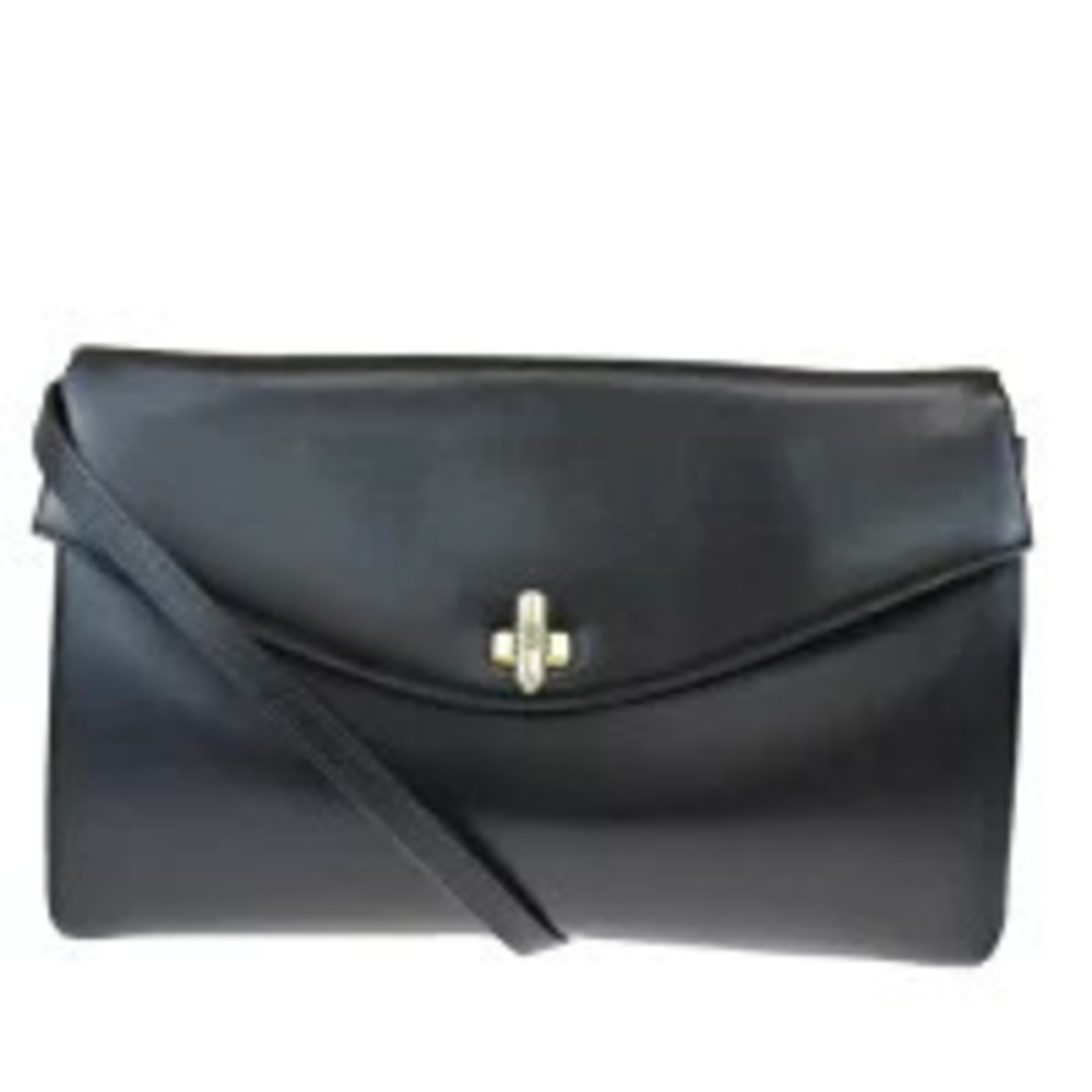 Gucci Bamboo Shoulder Bag Clutch Black Leather